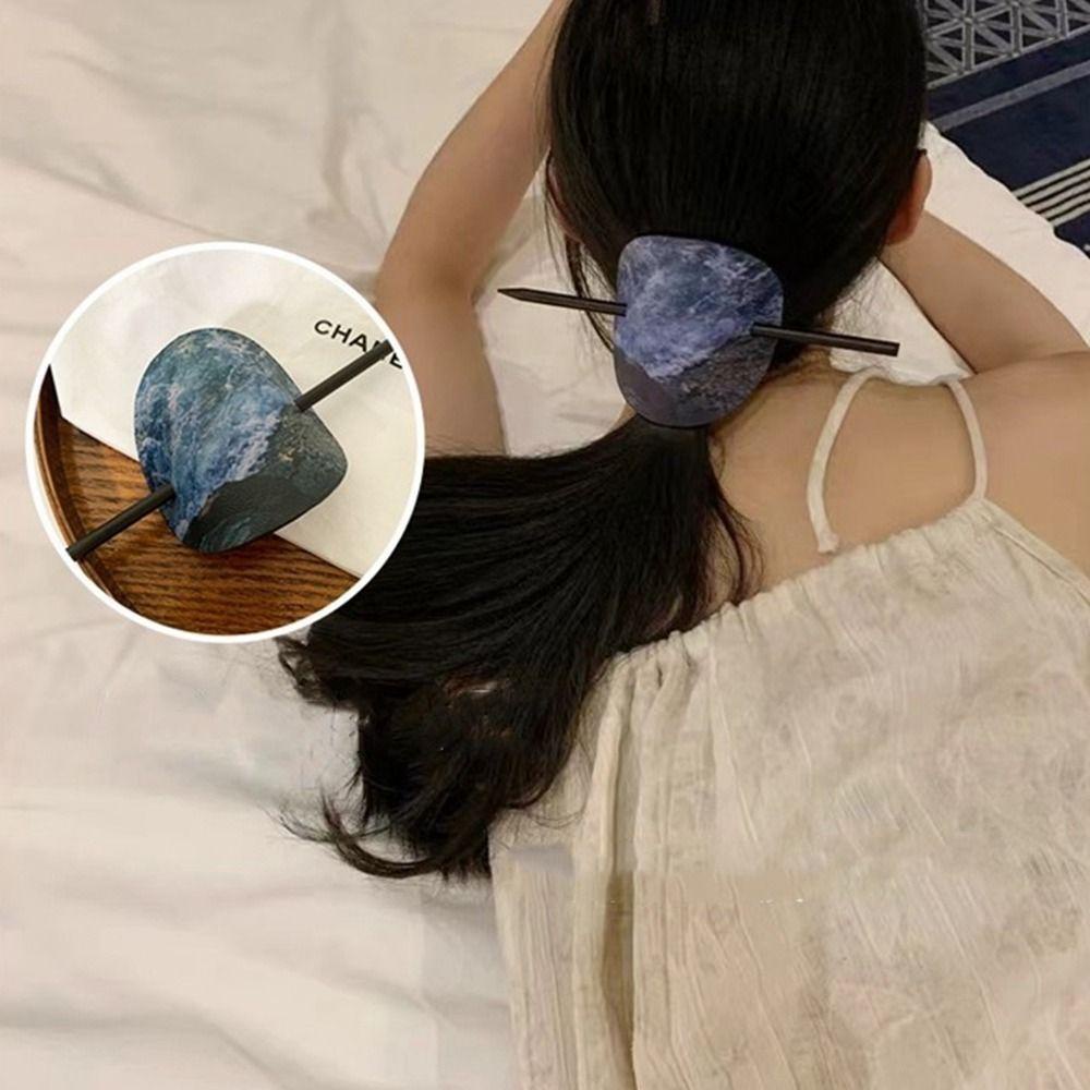26EDIE Trâm Cài Tóc Bằng Da PU In Họa Tiết Hoa Hồng / Biển Phong Cách Trung Hoa Cổ Điển Thời Trang Cho Nữ