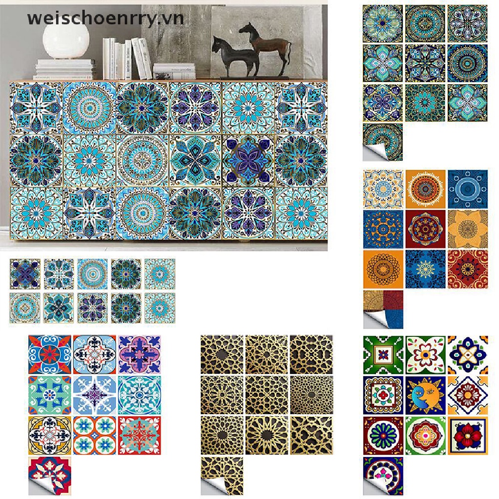 10 Sticker PVC Cứng Chống Nước Họa Tiết Mandala Dễ Thương Bắt Mắt