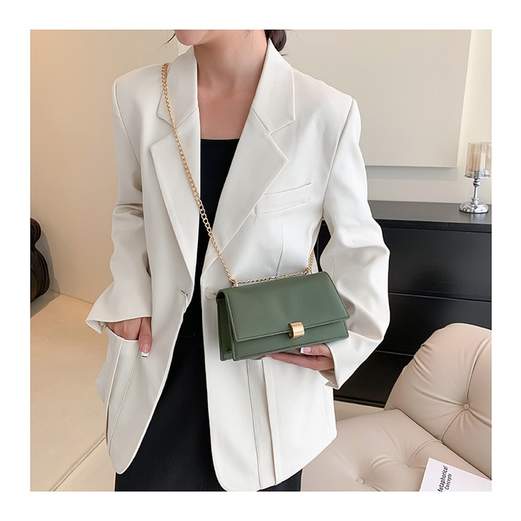 Túi Đeo JASMIN NOIR Chéo Da PU Nắp Gập Phối Dây Đeo Sợi Xích Phong Cách Cổ Điển Thời Trang Cho Nữ