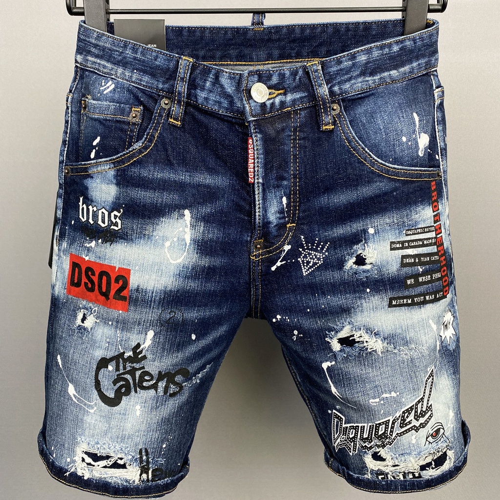 Quần jeans Lửng Co Giãn Ôm Dáng Phối Họa Tiết Rách Mẫu Mới Dành Cho Nam D2 beggar 503-1
