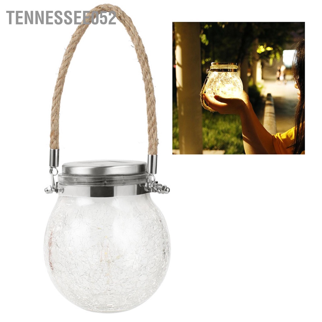Tennessee052 Treo Đèn Năng Lượng Mặt Trời Dày Crackle Kính Phong Cách Chống Thấm Nước Cảm Biến Smar Lồng Cho Sân Vườn Con Đường