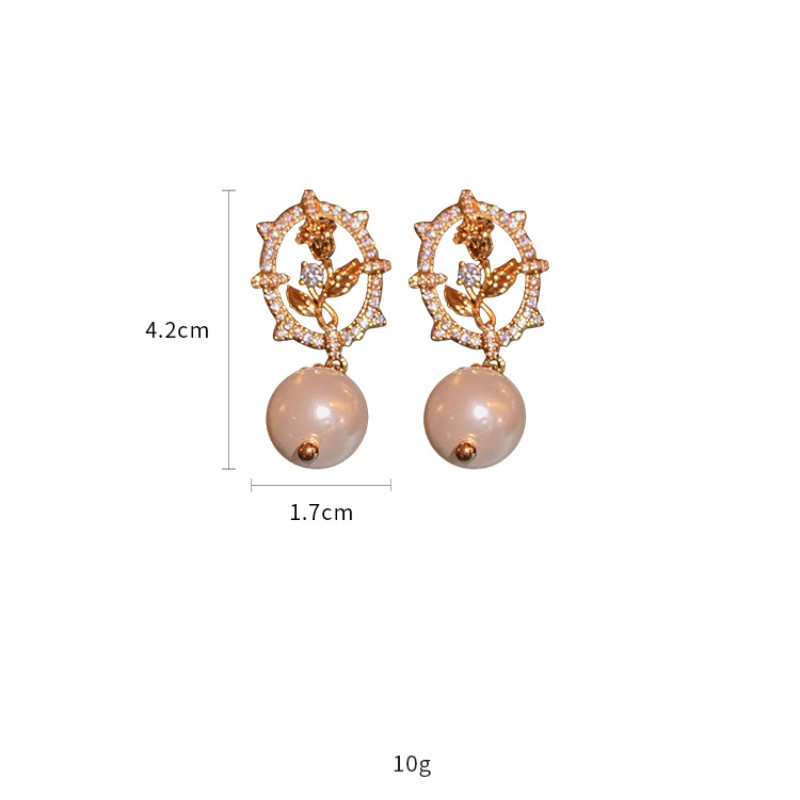 1 Đôi Bông Tai Bạc Hình Con Ong Đính Ngọc Trai Sang Trọng Thời Trang