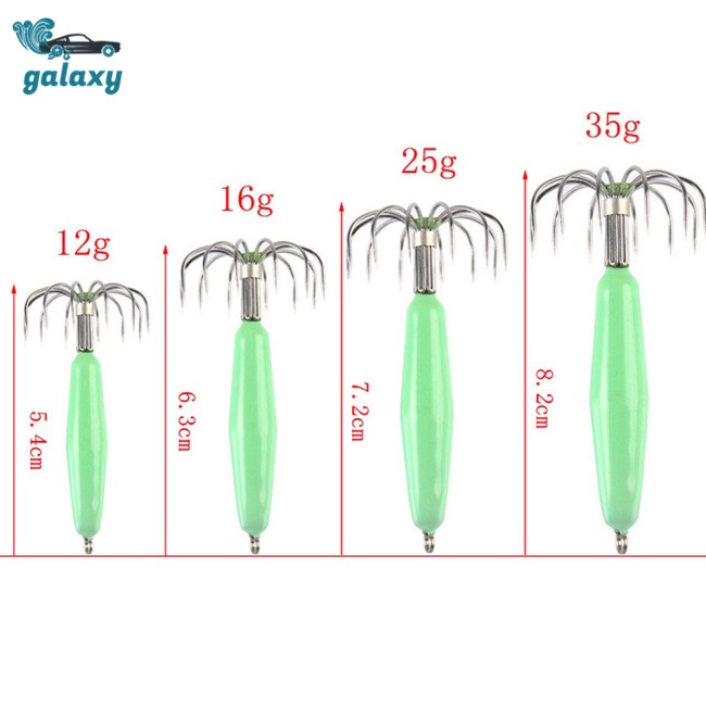 Galaxy Mồi Giả Câu Cá 12 Móc Hình Mực Phát Quang 12 Móc 12-35g