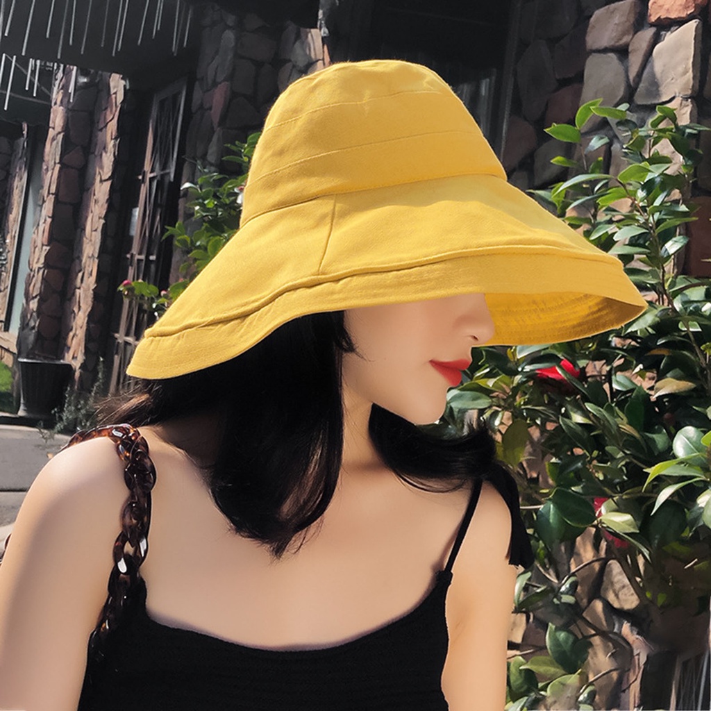 Nón Vành Tròn Màu Trơn Thoáng Khí Thời Trang Mùa Hè Cho Nữ