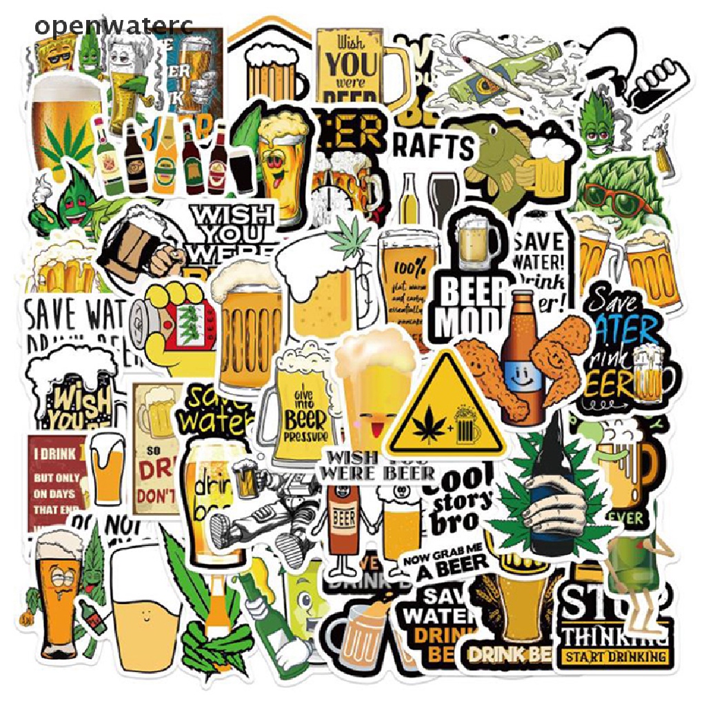 Bộ 50 Miếng Dán Hình Nhân Vật Vui Nhộn Dùng Trang Trí Ván Trượt / Guitar / Laptop