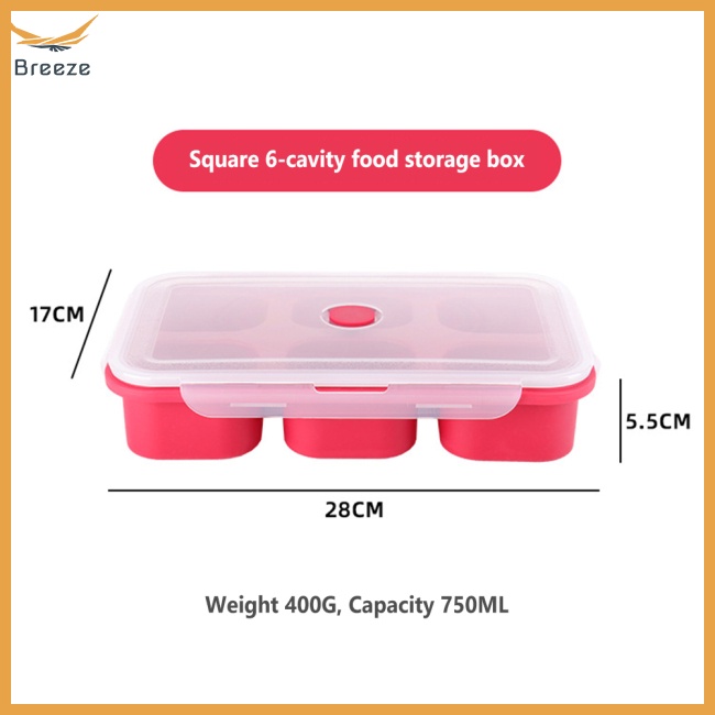 Khay Silicone Đựng Nước Sốt 6 Ngăn Có Nắp Đậy Tiện Lợi