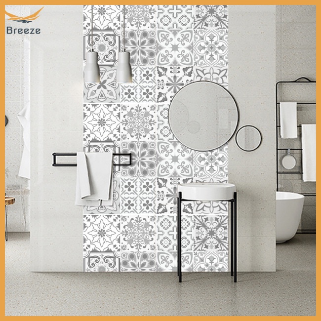 Set 12 Miếng Dán Tường Bằng Pvc Chống Nước Phong Cách Cổ Điển