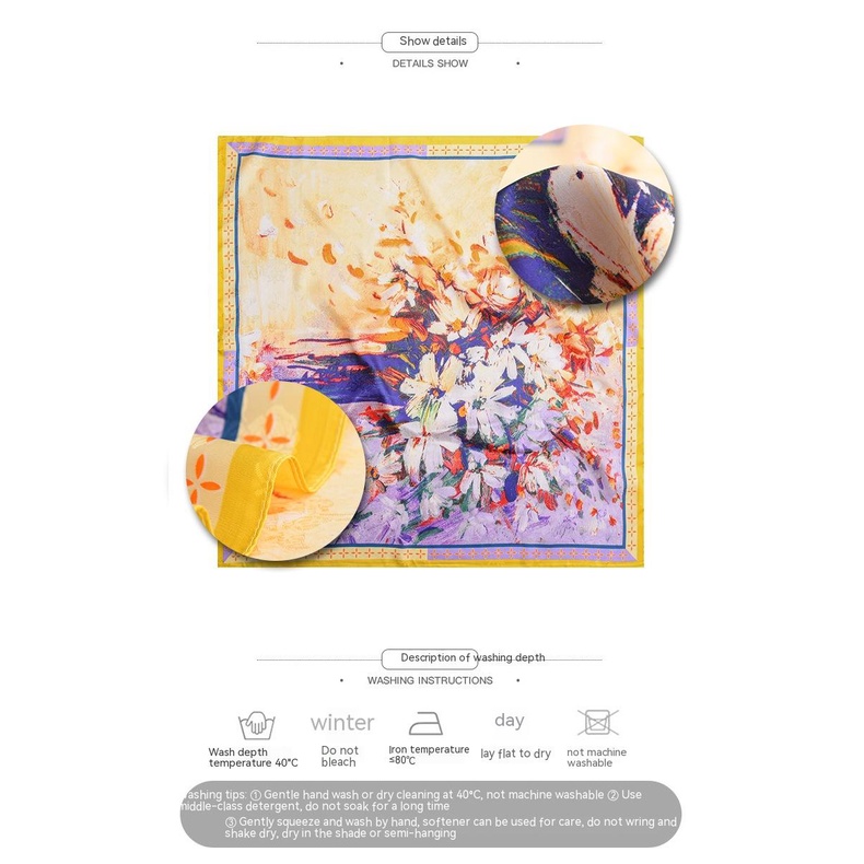 Khăn Quàng Cổ Hình Vuông Bằng Lụa In Họa Tiết Phong Cách Pháp Thời Trang Mùa Xuân 2023 Kích Thước 90 * 90cm