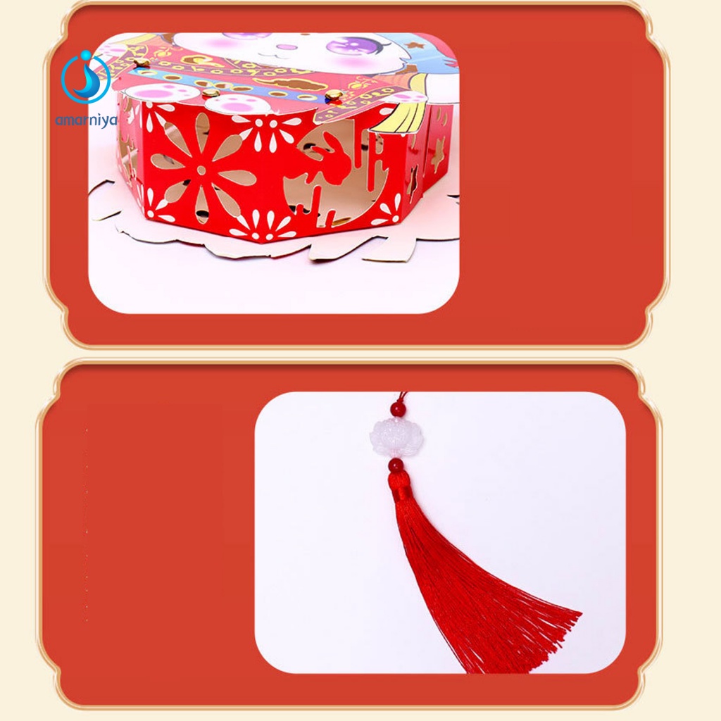 Lồng Đèn Hình Thỏ Hoạt Hình Màu Dạ Quang DIY Làm Quà Tặng Năm Mới Cho Bé