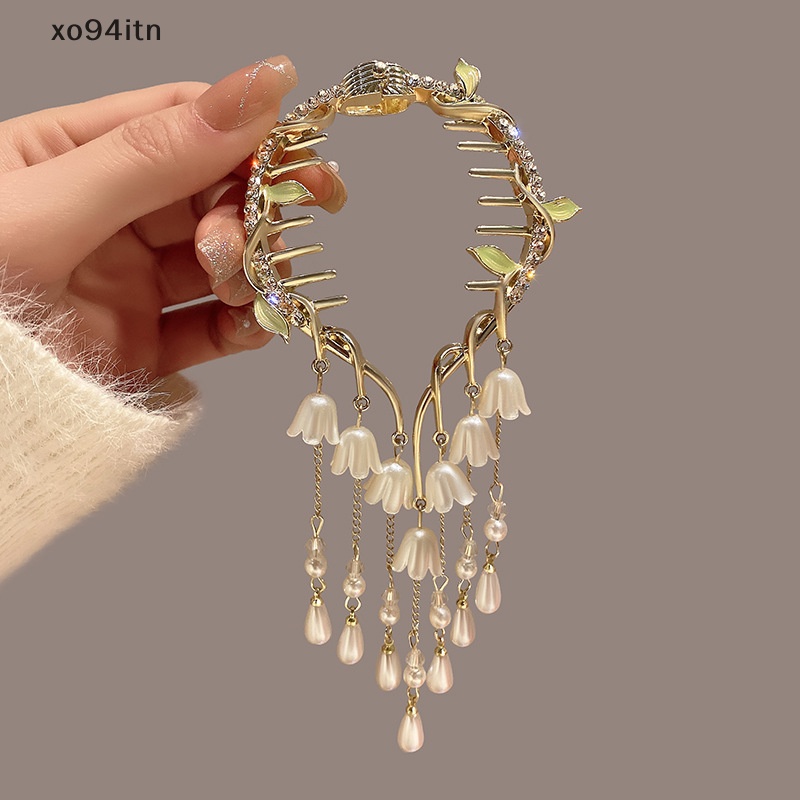 Kẹp Tóc Đuôi Ngựa Đính Đá Phối Tua Rua Kiểu Dáng Thanh Lịch Cho Nữ