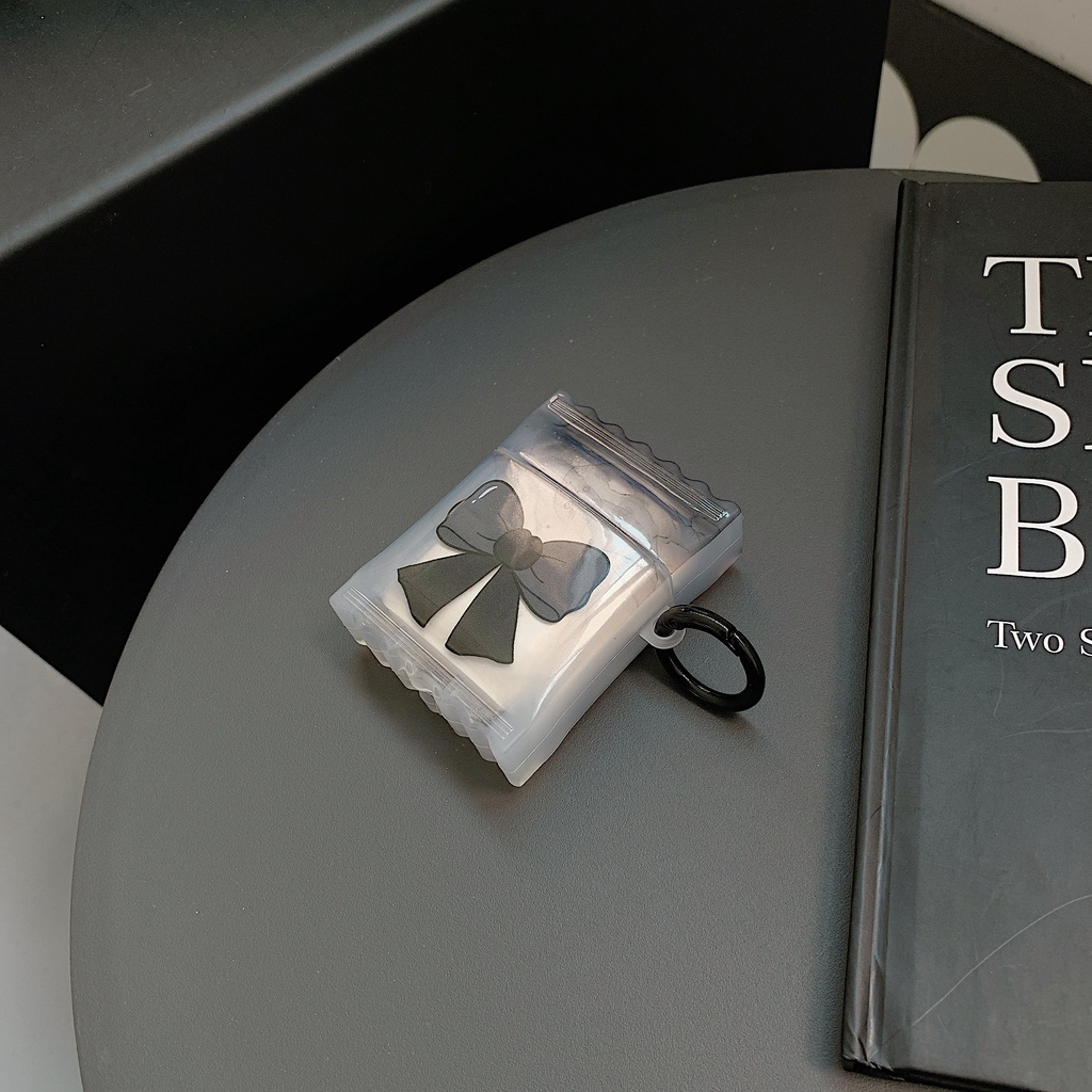 Vỏ Bảo Vệ Hộp Sạc Tai nghe không dây Airpods 1 / 2 3 Pro2 gen2022 Bằng Silicon Tpu Mềm Chống Trầy Hình Nơ Đen 3D