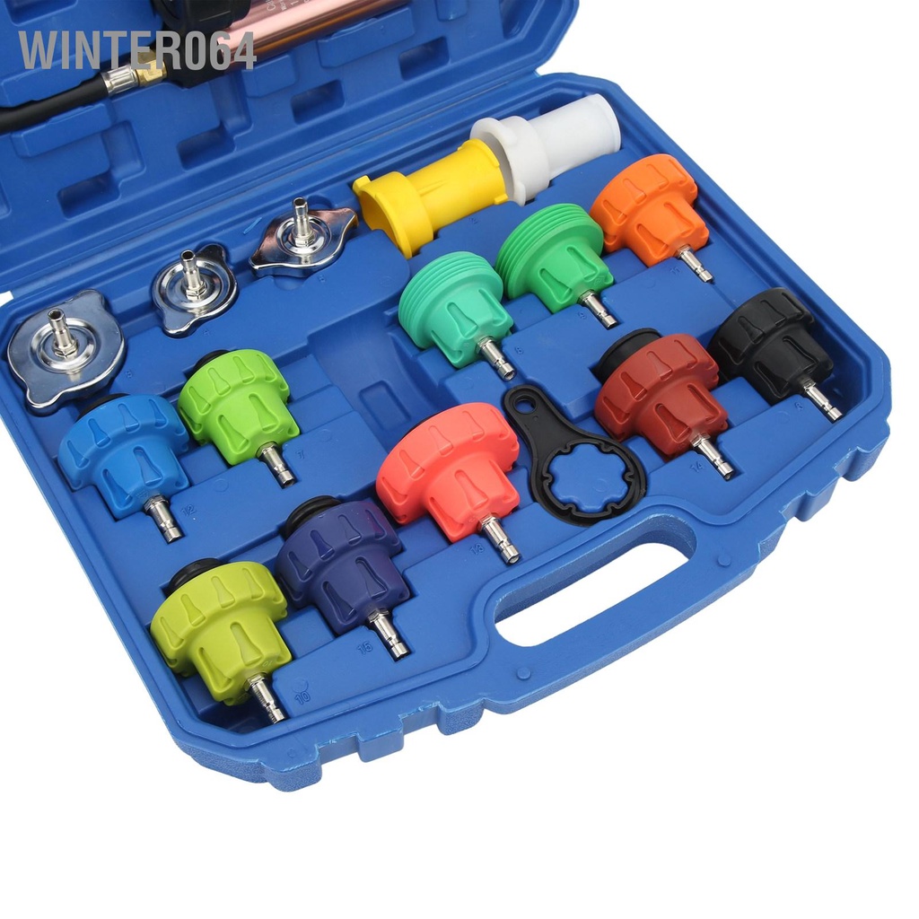 Winter064 Bộ kiểm tra rò rỉ hệ thống làm mát áp suất tản nhiệt 0‑35psl Công cụ phát hiện ô tô Chất Đầu thanh lọc chân không Vòng đệm chuyển đổi bình chứa nước
