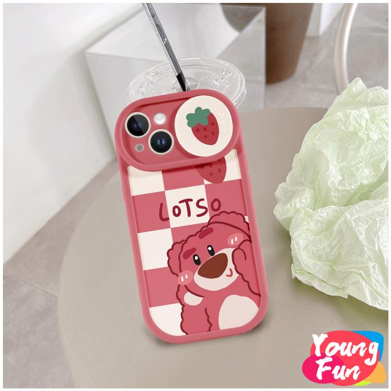 Ốp lưng Gấu dâu tây Trượt for iPhone 14 XR 13 11 12 Pro Max 8 7 6 6S Plus X Xs Max Se 2020 13 12 11