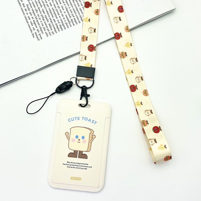 Bao Đựng Thẻ Hình Bánh Mì Burger / Xe Buýt Kèm Dây Dài / Thẻ Tiện Dụng Ốp