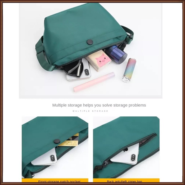 Túi Đeo Chéo Bằng Vải Nylon Gọn Nhẹ Chống Nước Có Khóa Kéo Thời Trang Cho Nữ