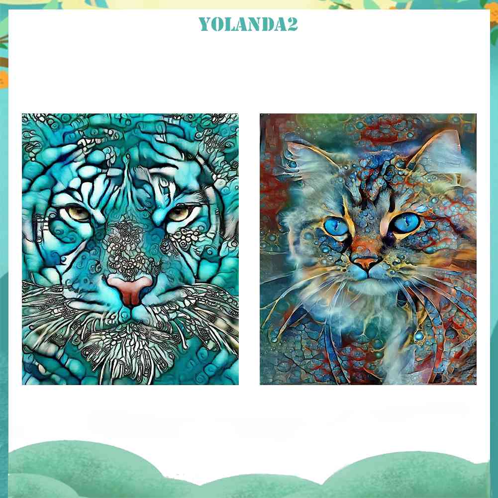 Bộ Tranh Đính Đá Mặt Kính Tròn Họa Tiết Động Vật Độc Đáo Trang Trí Nhà Cửa