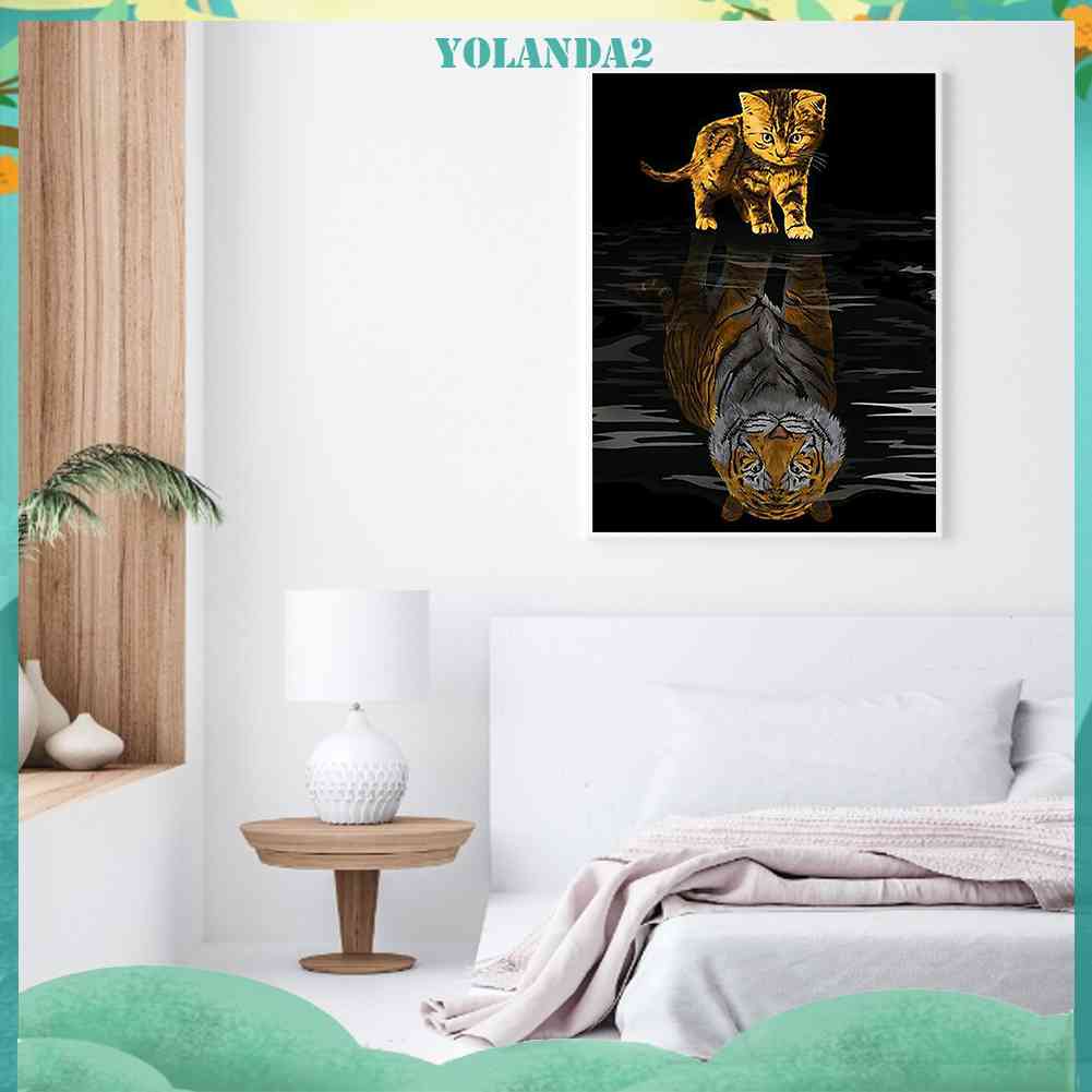 Tranh Đính Đá Kim Cương Toàn Bộ 5D DIY Hình Vẽ Mèo / Hổ