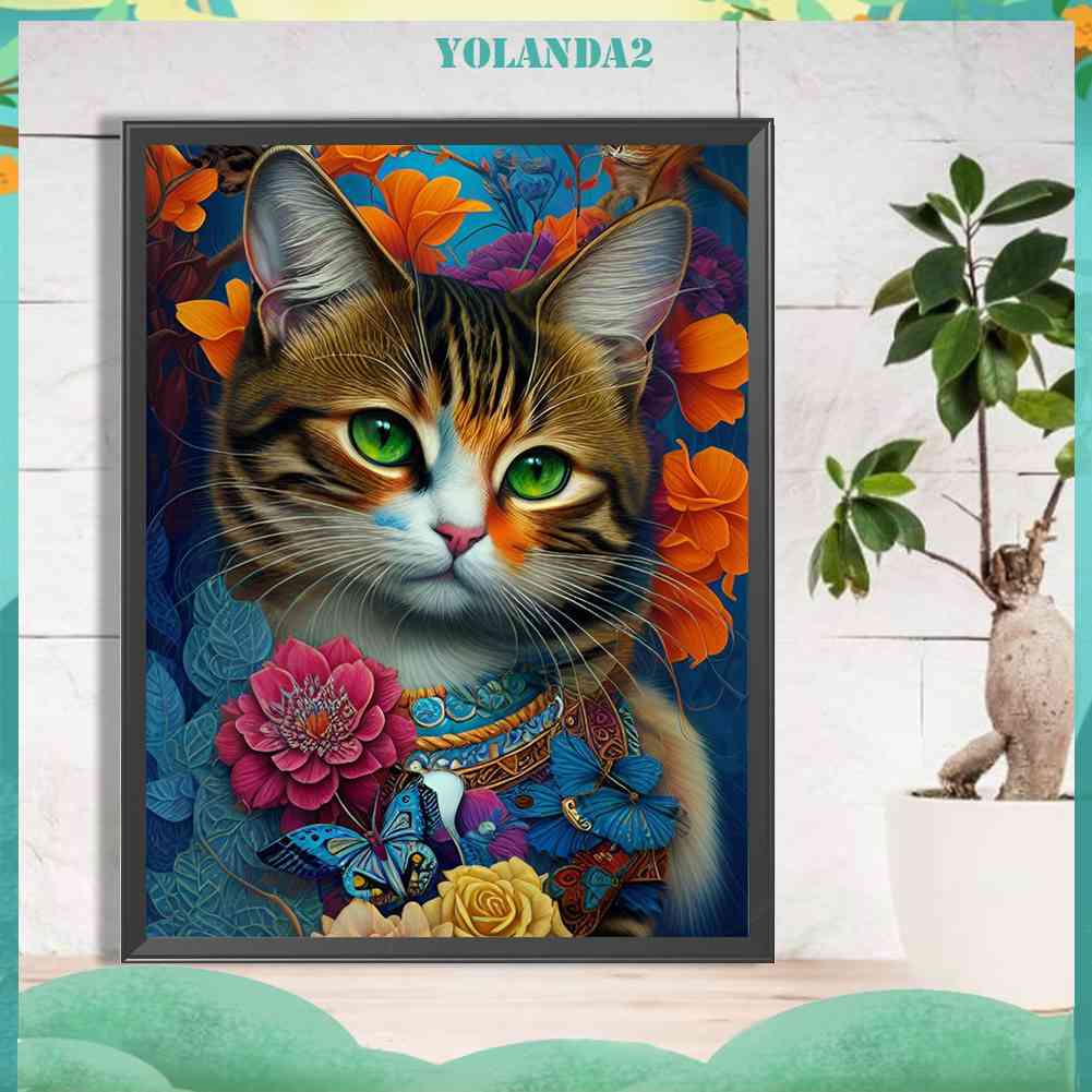 Tranh Đính Đá Kim Cương Toàn Bộ 5D DIY Hình Vẽ Mèo Trang Trí Nhà Cửa