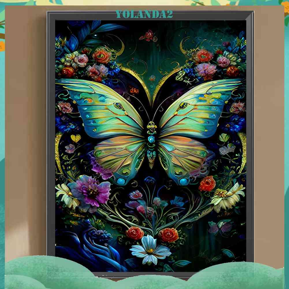 Tranh Đính Đá Kim Cương Toàn Bộ 5D DIY Hình Vẽ Hoa Bướm