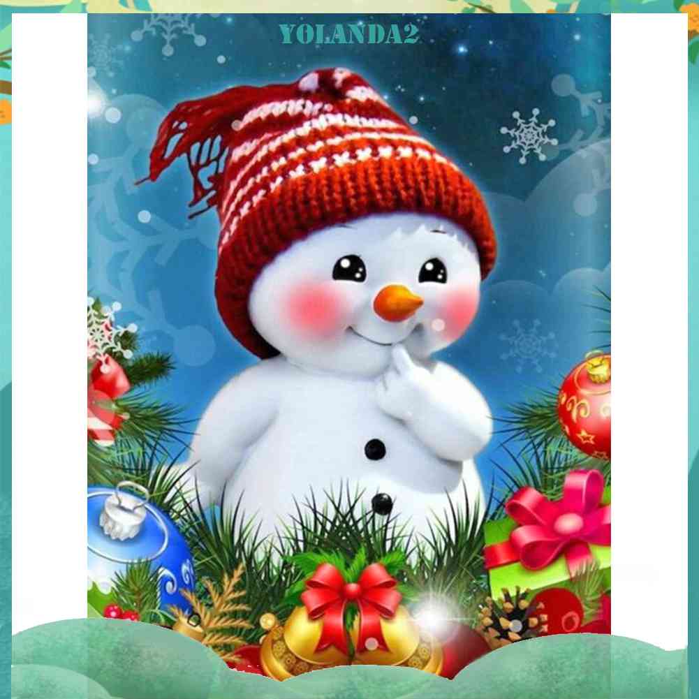 Tranh Đính Đá Kim Cương Toàn Bộ Hình Người Tuyết DIY