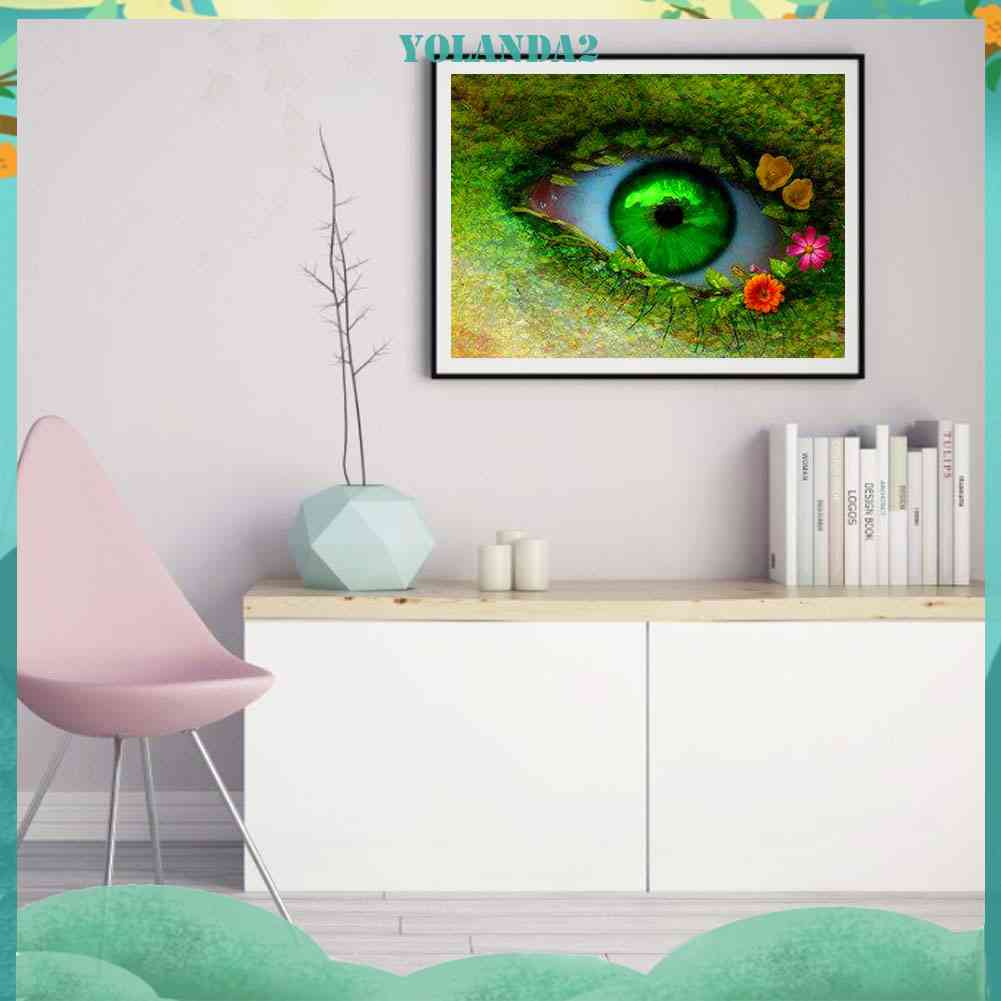 Tranh Đính Đá Kim Cương Toàn Bộ 5D DIY Hình Vẽ Đôi Mắt Xanh