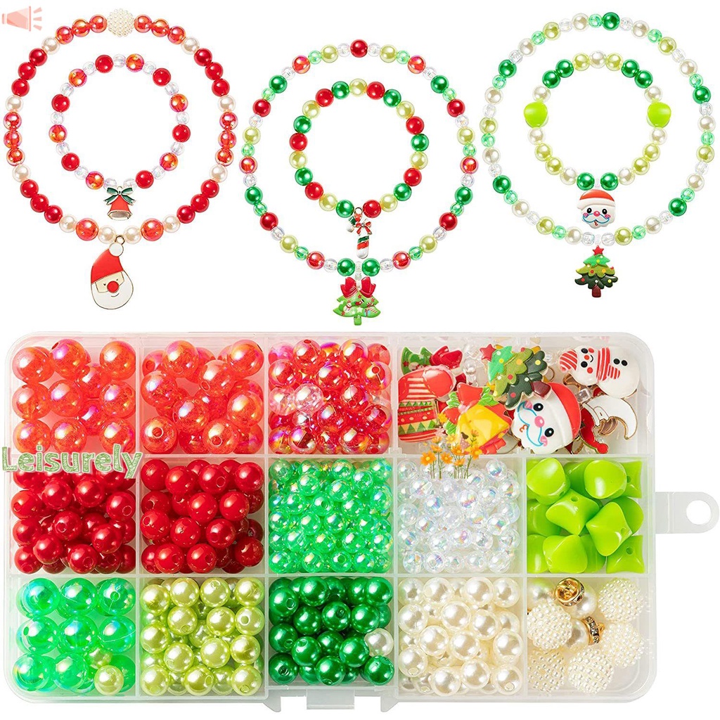 Bộ Hạt Xâu Chuỗi Tự Làm Họa Tiết Giáng Sinh Dễ Thương