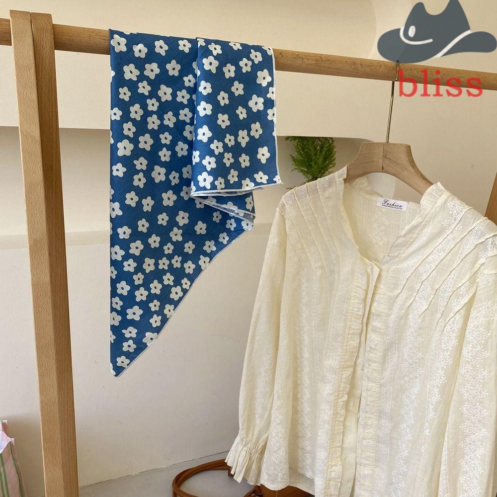 Khăn Quàng Cổ Hình Vuông Bằng Cotton Lanh In Họa Tiết Hoa Tinh Tế Thời Trang Cho Nữ