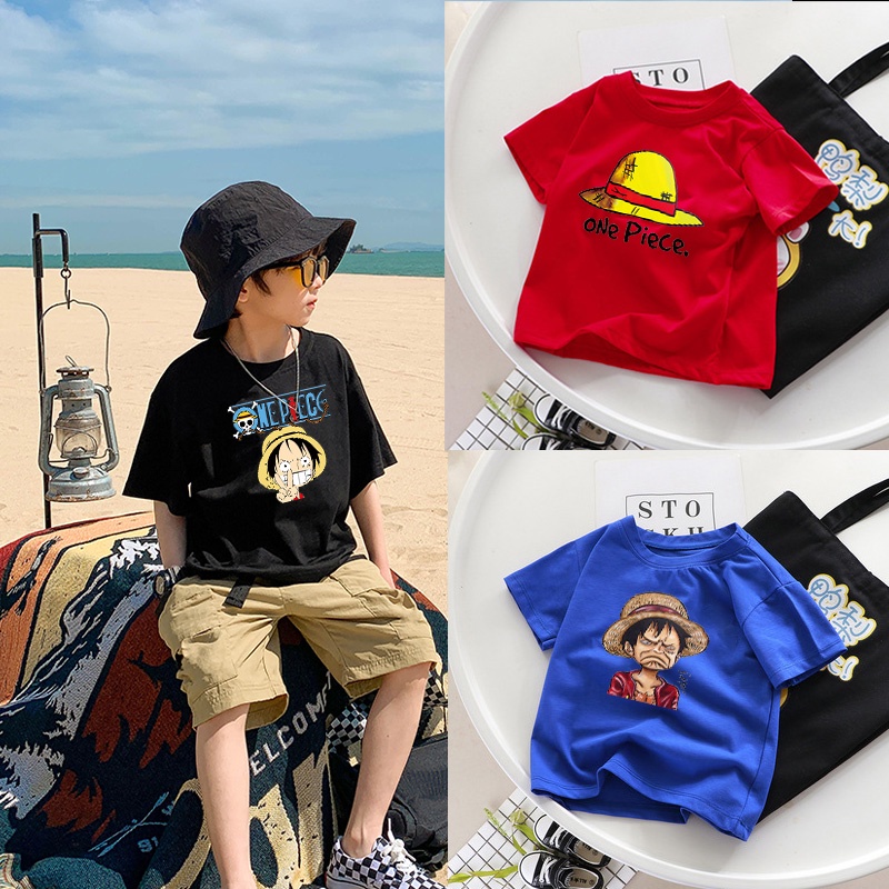 Áo Thun Tay Ngắn Dáng Rộng In Hoạt Hình One Piece Phong Cách Nhật Bản Cá Tính Cho Nam