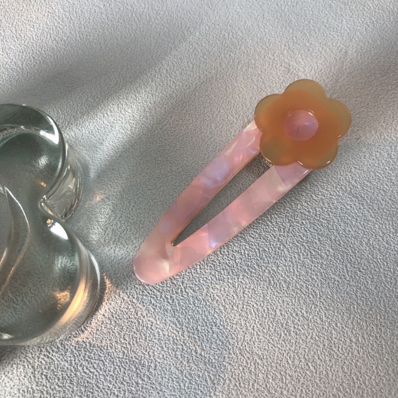 Kẹp Tóc Mỏ Vịt Bằng Acrylic Màu Sắc Tương Phản Họa Tiết Hoa Dễ Thương