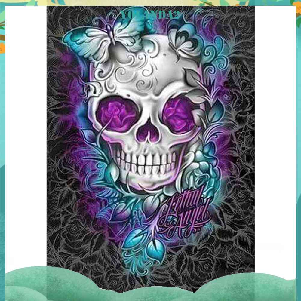 Tranh Đính Đá Kim Cương Toàn Bộ 5D DIY Hình Vẽ Đầu Lâu