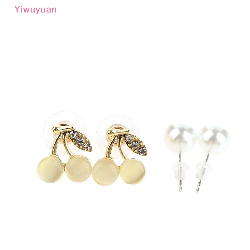 < Yiwuyuan > Bông Tai Hình Nơ Đen Đính Pha Lê Thời Trang Mới