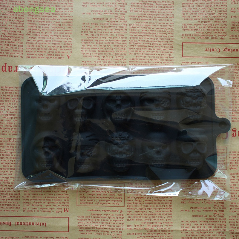 Abongsea Khuôn Làm Đá 10 Ô Hình Đầu Lâu Bằng Silicon