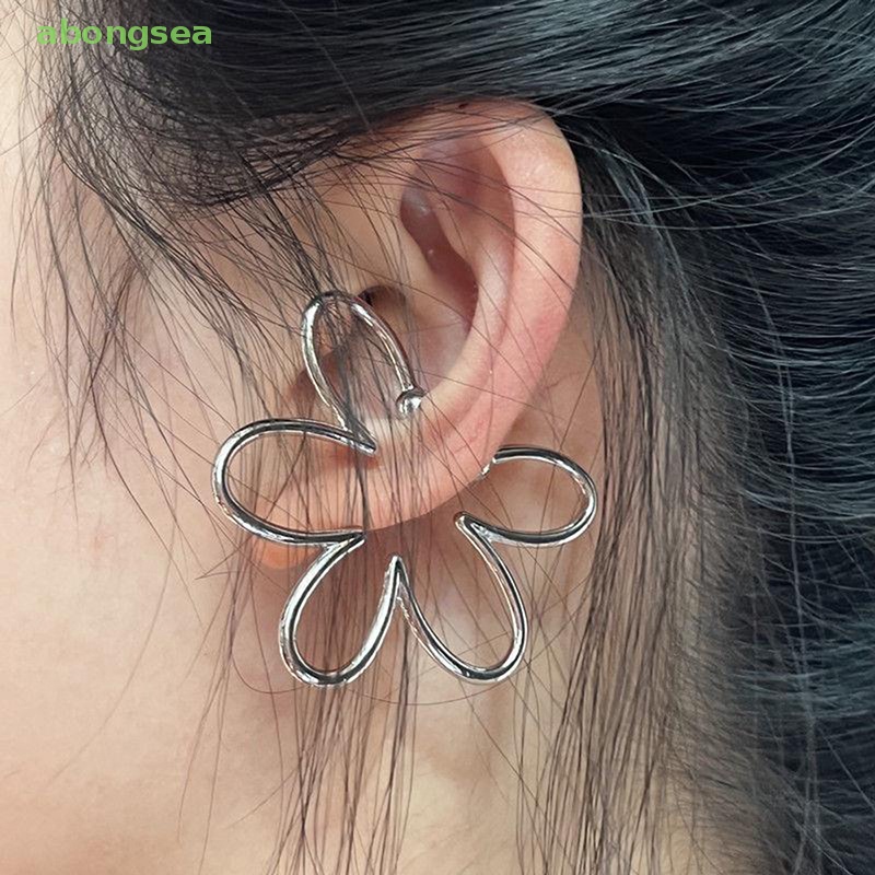 Khuyên Kẹp Vành Tai Bằng Bạc Không Cần Xỏ Lỗ Hình Hoa Thời Trang Cho Nữ