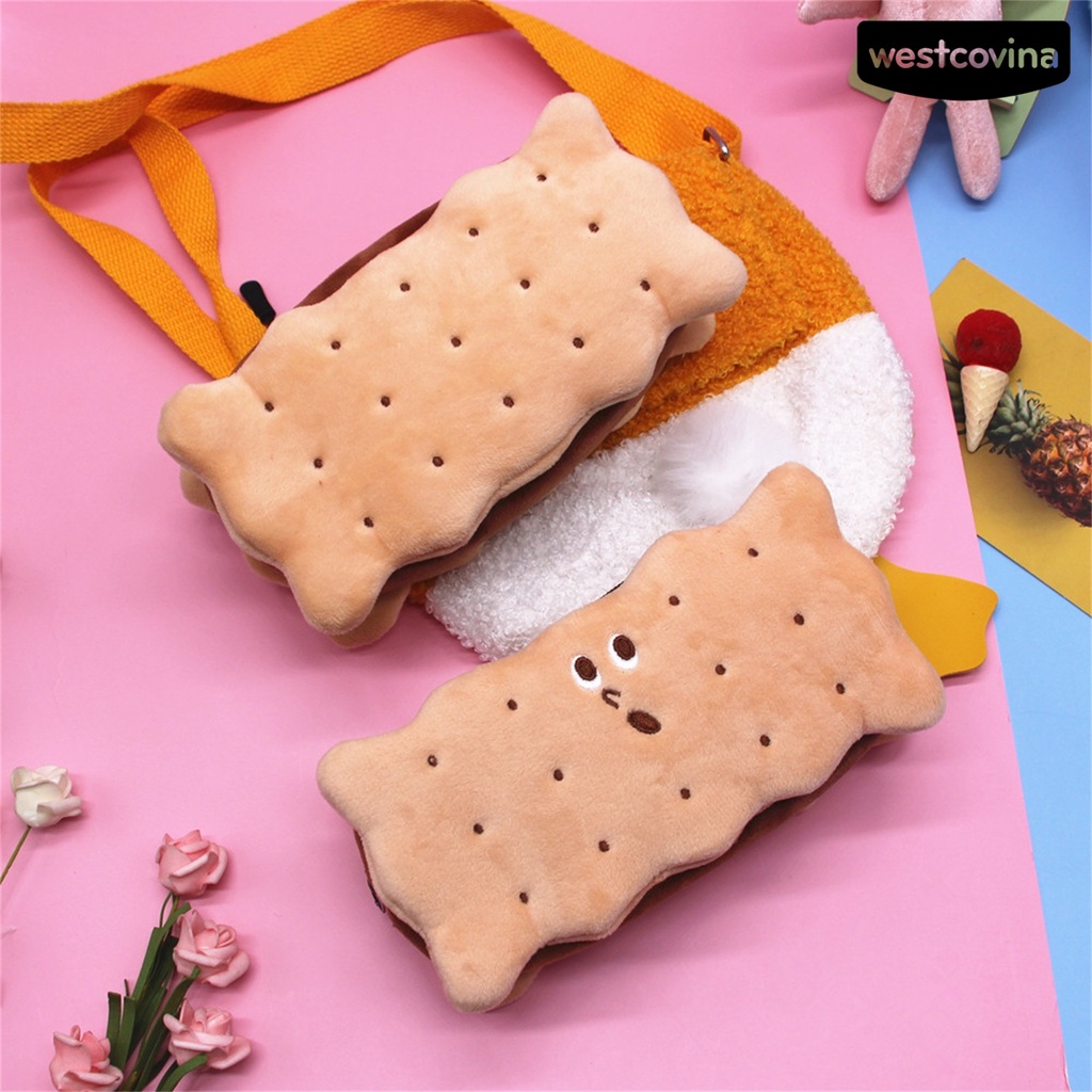 [COD]♪Túi Đựng Bút Hình Bánh Sandwich Bằng Nhung Có Khóa Kéo Siêu Mạnh