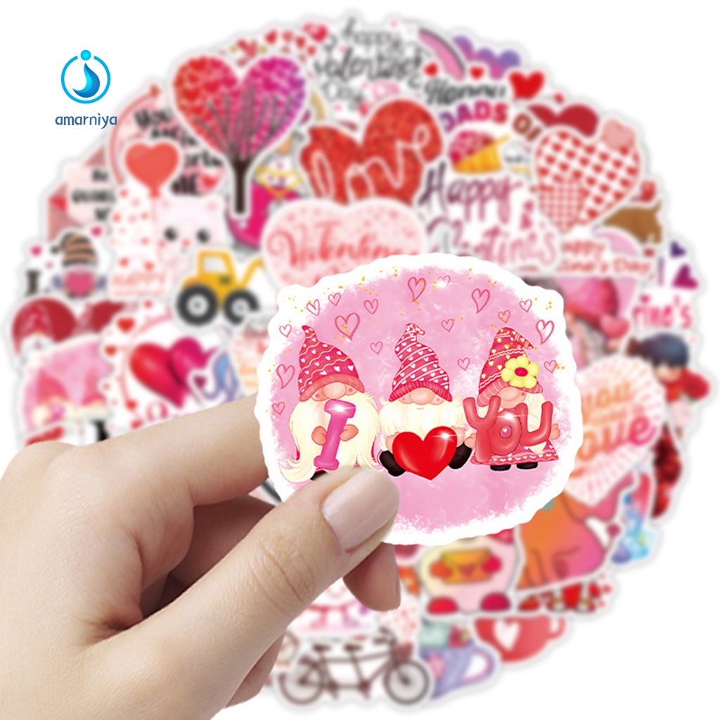 Set 50 Miếng Dán Trong Suốt Trang Trí Cốc Nước In Chữ AMAR Dễ Tháo Gỡ