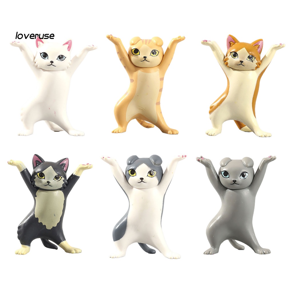 Set 6 Giá Đỡ Bút Chì Bằng PVC Hình Mèo Nhảy Múa Để Bàn Trang Trí Cho Bé