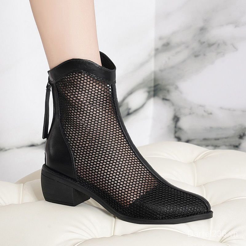 Giày Boot Martin Phối Lưới Thoáng Khí Thiết Kế Mới Thời Trang Mùa Xuân Thu 2023 Theo Phong Cách Anh