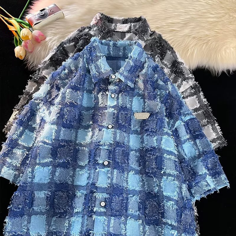 Áo Sơ Mi Nam Ca Rô Ngắn Tay Cổ Bẻ Thời Trang