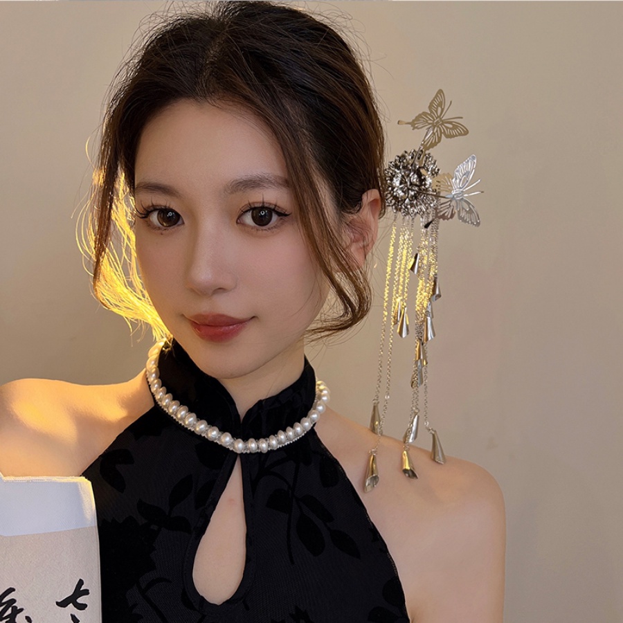 Trâm Cài Tóc Hình Bướm Lớn Bằng Hợp Kim Có Dây Xích Cho Nữ