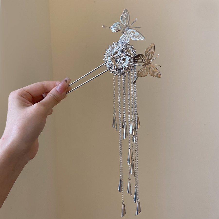 Trâm Cài Tóc Hình Bướm Lớn Bằng Hợp Kim Có Dây Xích Cho Nữ