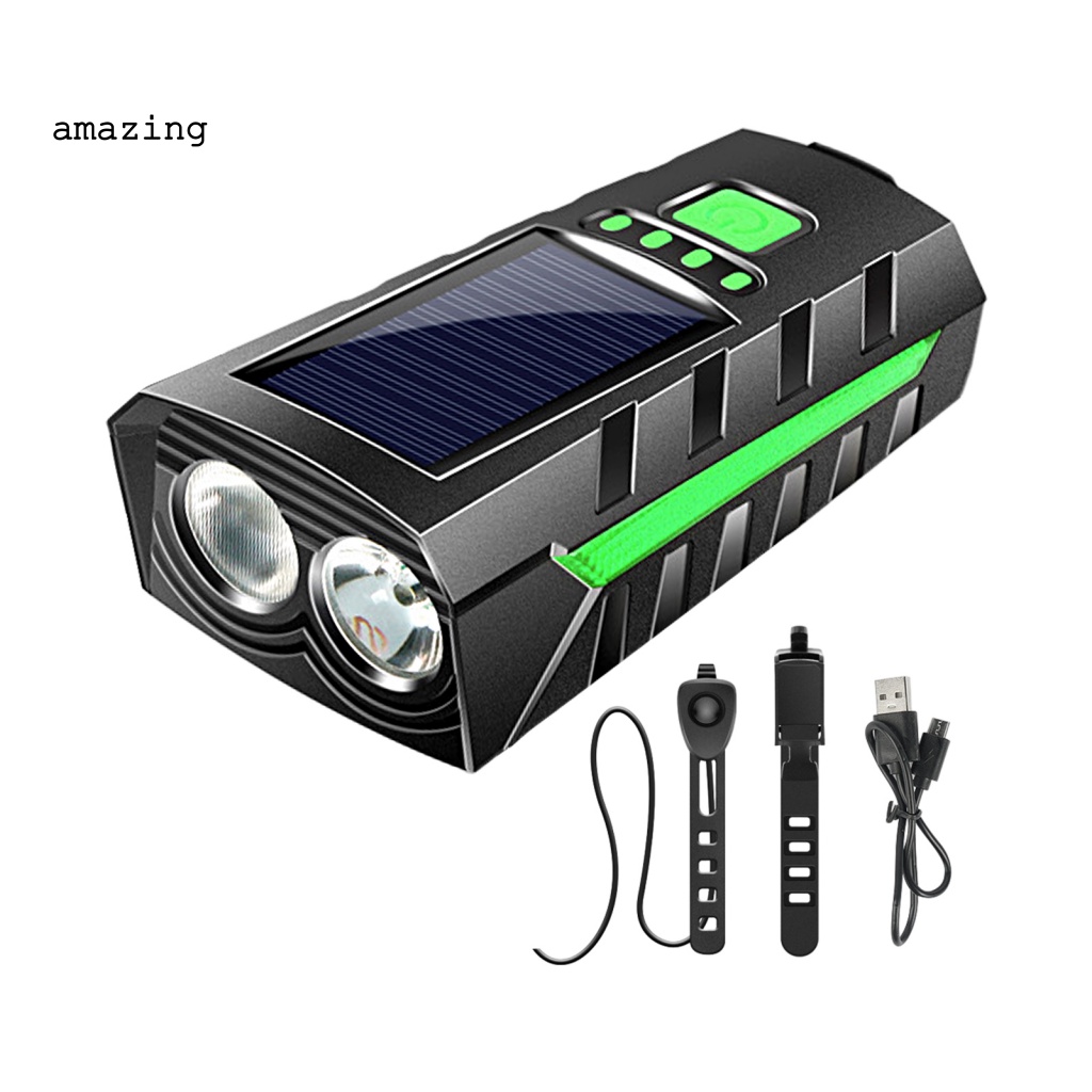 1 Bộ Đèn Pha Xe Đạp Bằng Nhựa ABS Sạc Điện Năng Lượng Mặt Trời