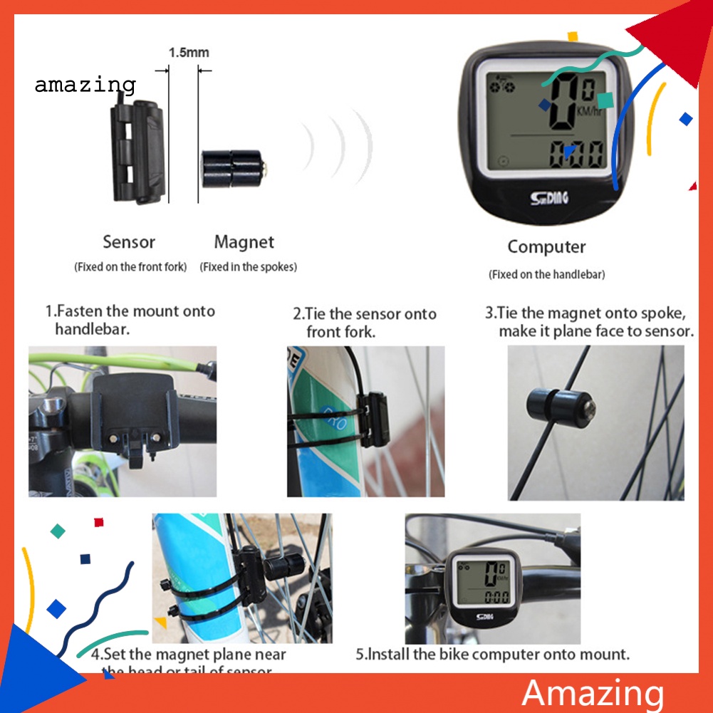 Đồng Hồ Đo Tốc Độ Xe Đạp Có Dây Sunding SD-568AE