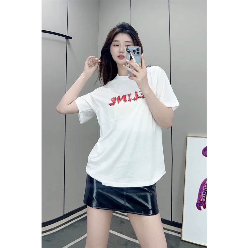 Ce88 Lin &amp; - Áo Thun Tay Ngắn In Chữ Đinh Tán Cơ Bản Dành Cho Unisex