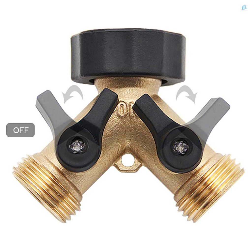 Đầu Chia Ống Nước 2 Chiều Hình Chữ Y Bằng Đồng Thau Kèm 2 Van Chuyên Dụng Cho Sân Vườn