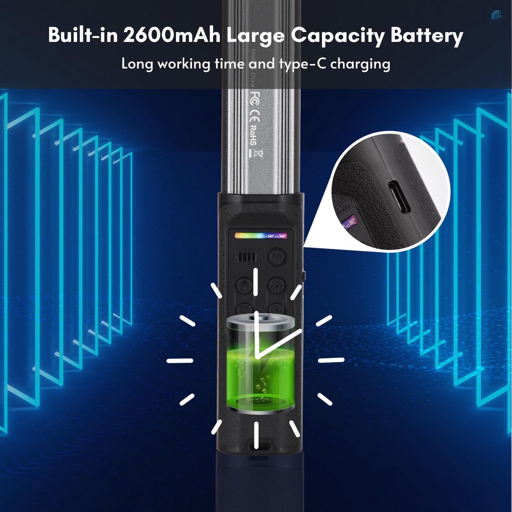 Gậy Đèn LED Video RGB Cầm Tay Andoer W150RGB 2500K-9000K 20 Hiệu Ứng Tích Hợp Pin Chuyên Dụng Hỗ Trợ Live Stream