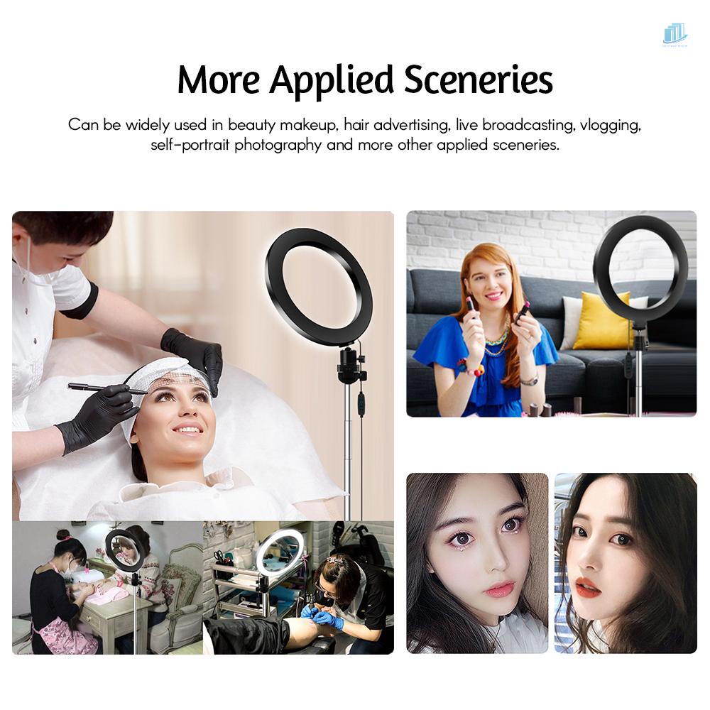 Bộ Vòng Đèn Led Thông Minh 14.5cm 3200K-5600K 5W Có Thể Điều Chỉnh Độ Sáng + Gậy Selfie Điện Thoại Để Bàn