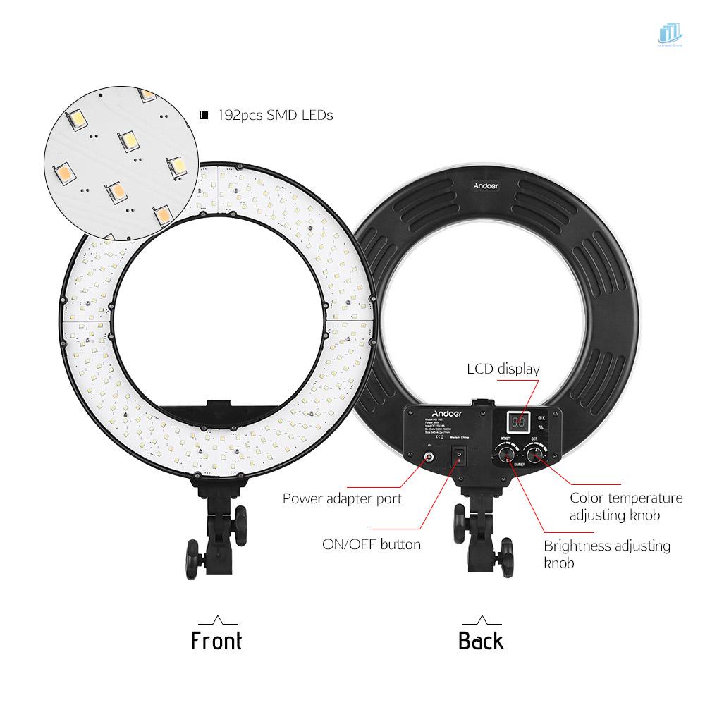 Vòng Đèn LED Chụp Ảnh Kỹ Thuật Số Andoer HD-14S 14 Inch 36W 3200-5600K CRI 95 +