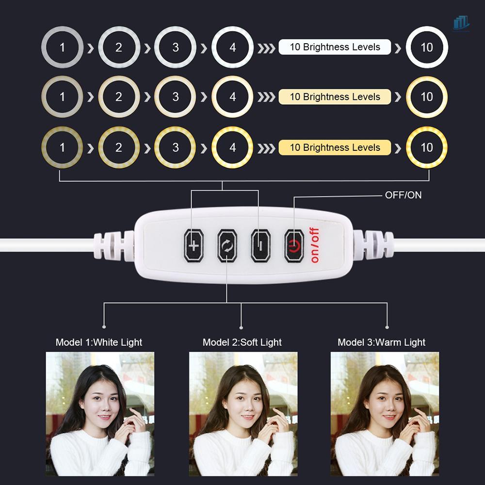 Vòng Đèn Led PULUZ 10 '' 3 Chế Độ Sáng Điều Chỉnh Được Dành Cho Chụp Ảnh / Live Streaming Selfie