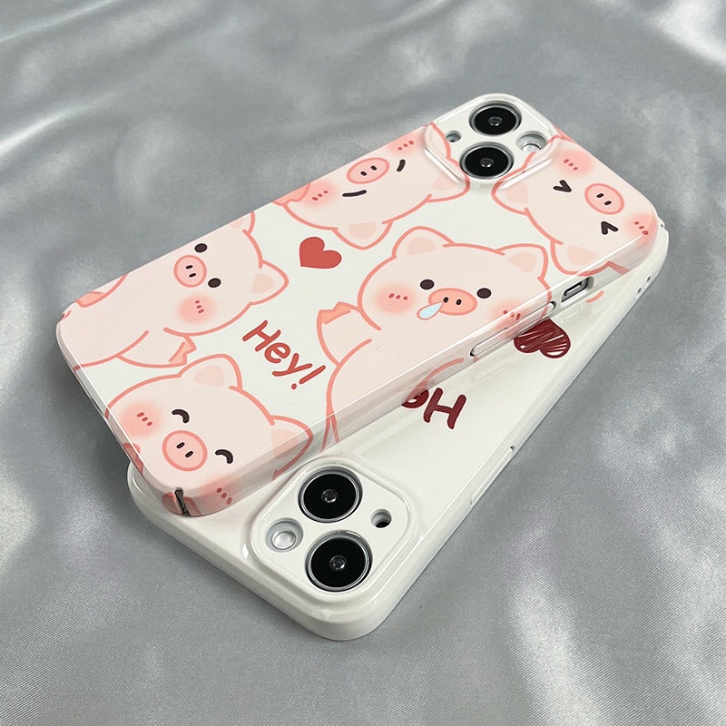 Ốp Điện Thoại Cứng In Hình Heo / Trái Tim Cho Iphone 12 Xr 8 14pro max 13Xs7 11 BI4R
