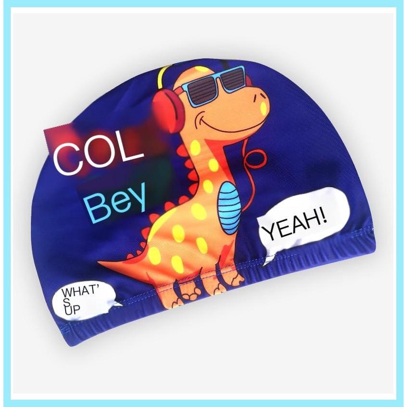 Mũ Bơi Co Giãn Chống Thấm Nước In Họa Tiết Hoạt Hình Dễ Thương Cho Bé